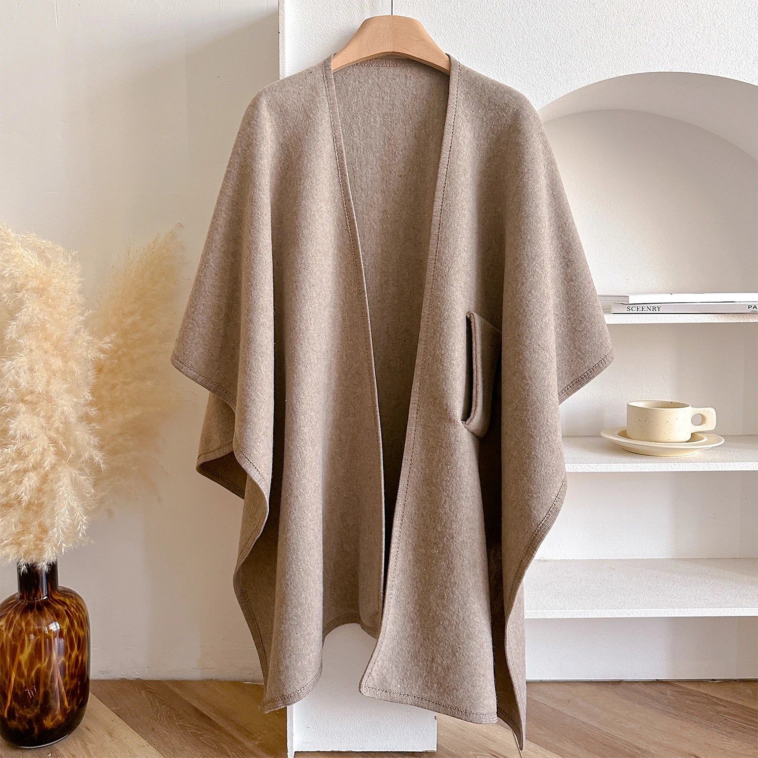 Warm Womens Poncho - Draped Cape Knot, Cashmere Pashmina - Image 20