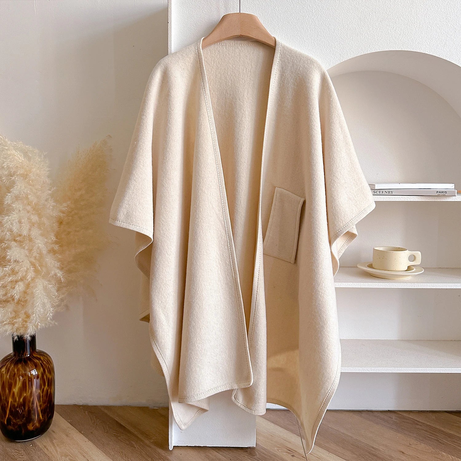 Warm Womens Poncho - Draped Cape Knot, Cashmere Pashmina - Image 21