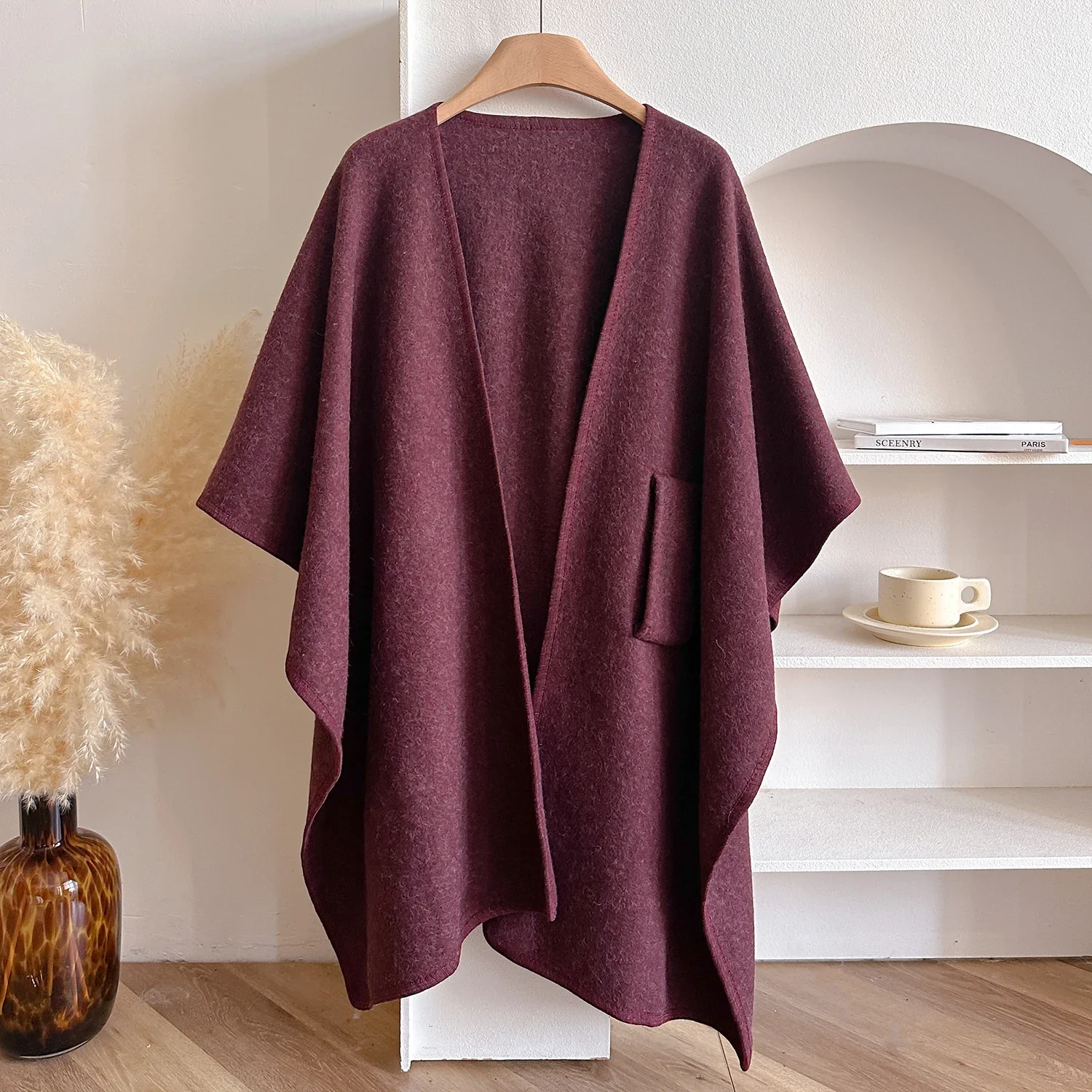 Warm Womens Poncho - Draped Cape Knot, Cashmere Pashmina - Image 22