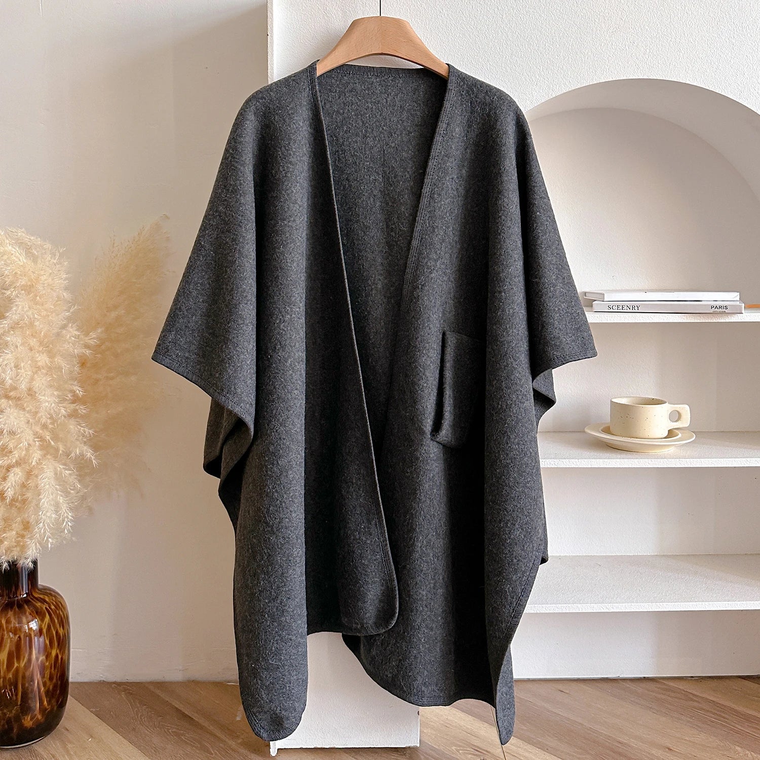 Warm Womens Poncho - Draped Cape Knot, Cashmere Pashmina - Image 23