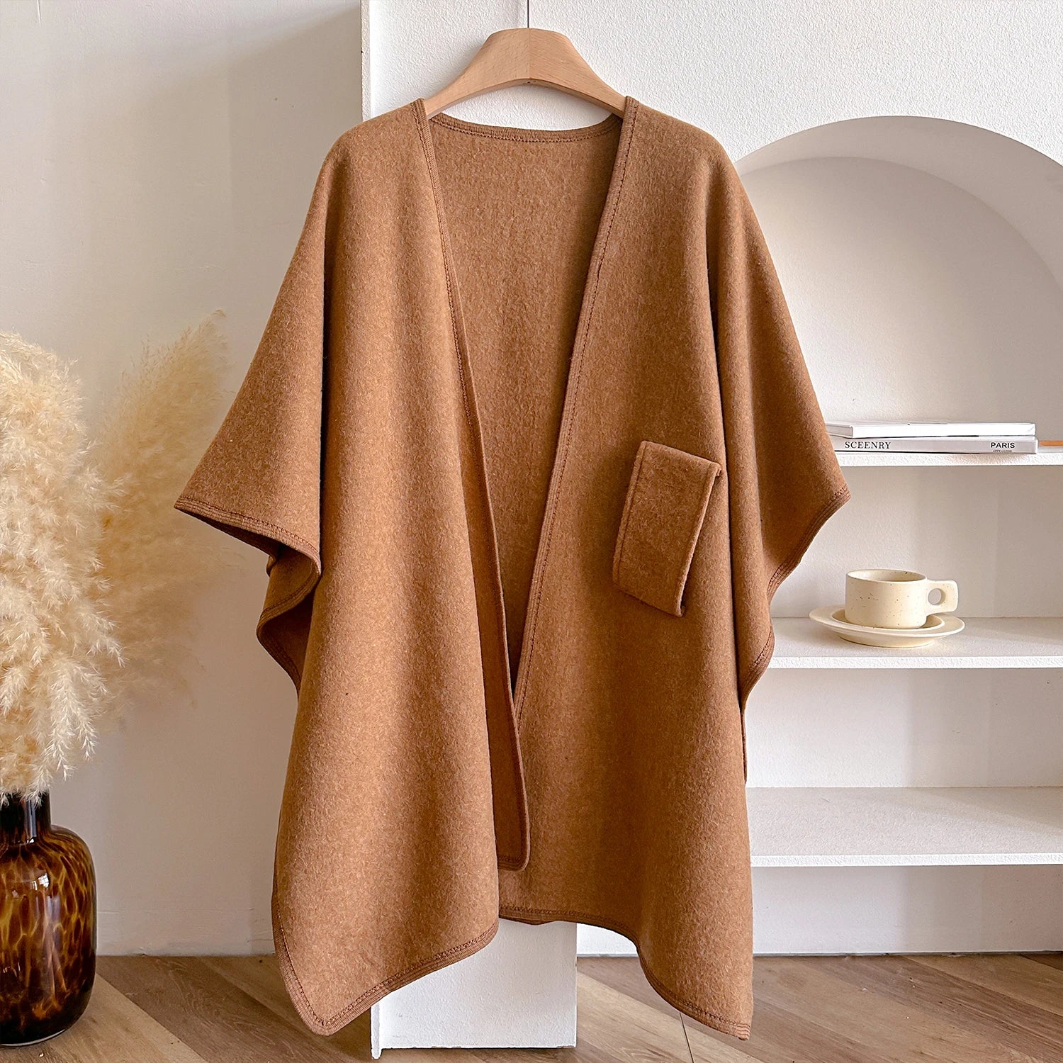 Warm Womens Poncho - Draped Cape Knot, Cashmere Pashmina - Image 24