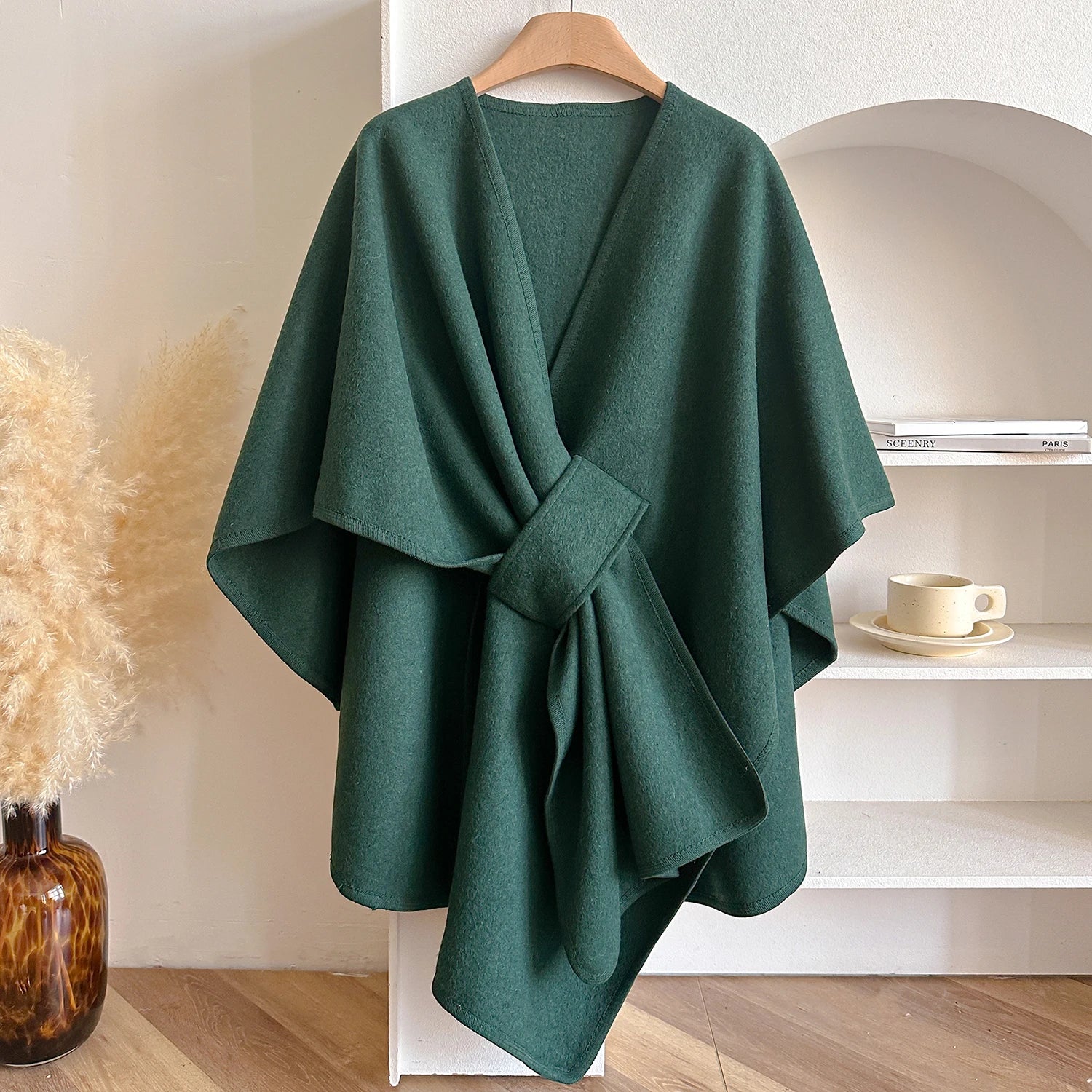 Warm Womens Poncho - Draped Cape Knot, Cashmere Pashmina - Image 25