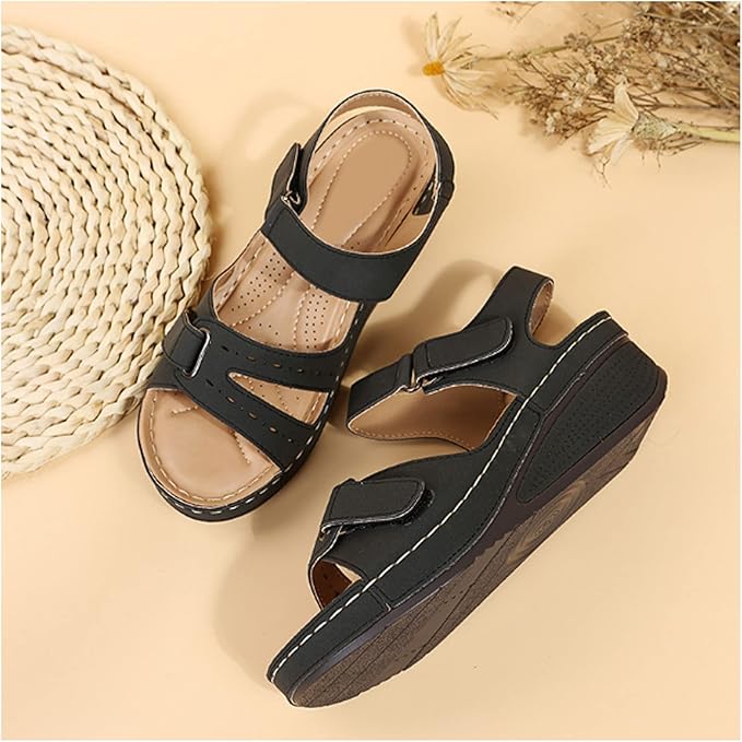 Women’s Orthopedic Sandals – Lightweight, Breathable, Shock-Absorbing Gel Sole – Black, EU 44 - Image 6