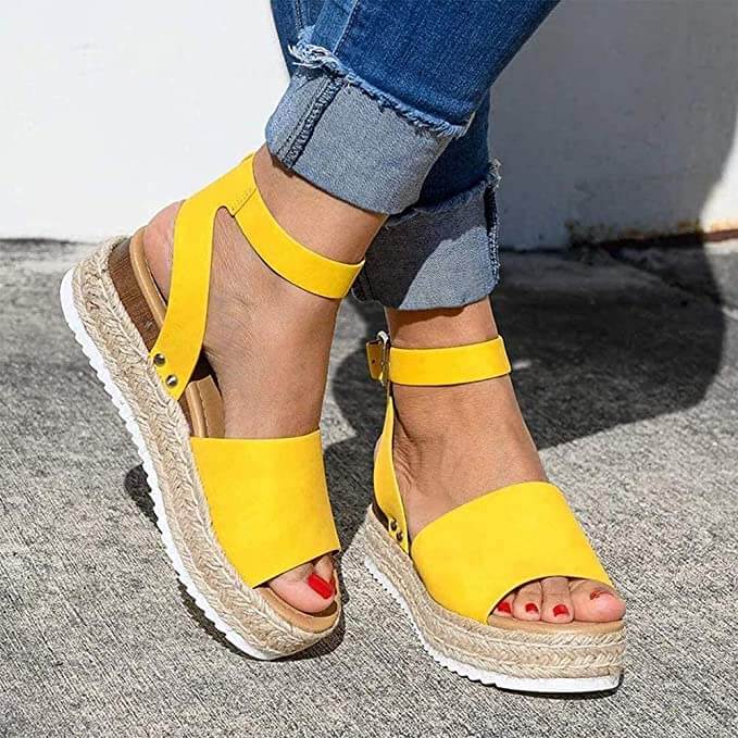 Women's Faux Suede Platform Sandals with Adjustable Ankle Straps, Open Toe, 2 Espadrille Height - Image 11