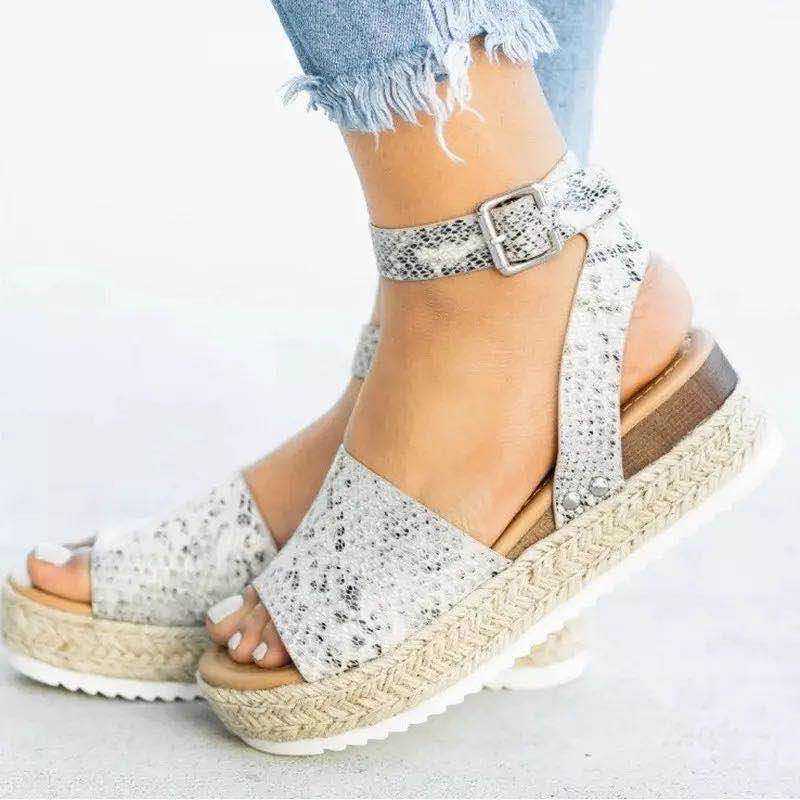 Women's Faux Suede Platform Sandals with Adjustable Ankle Straps, Open Toe, 2 Espadrille Height - Image 12