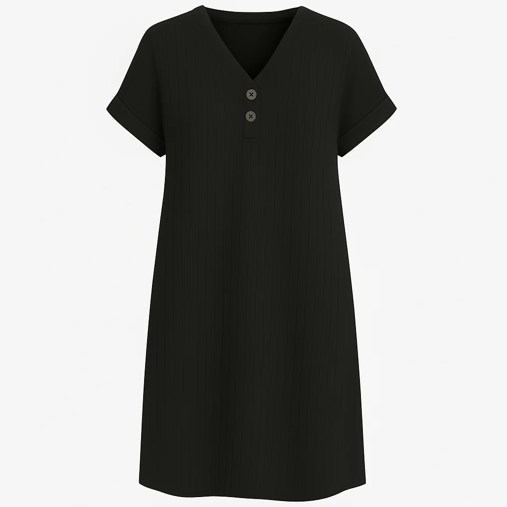 Women's Loose V Neck T-Shirt Dress Plus Size Beach Sundress - Image 3