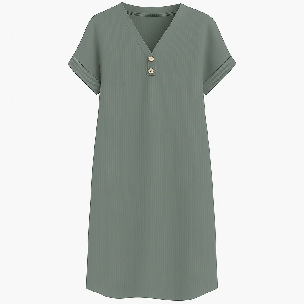 Women's Loose V Neck T-Shirt Dress Plus Size Beach Sundress - Image 4