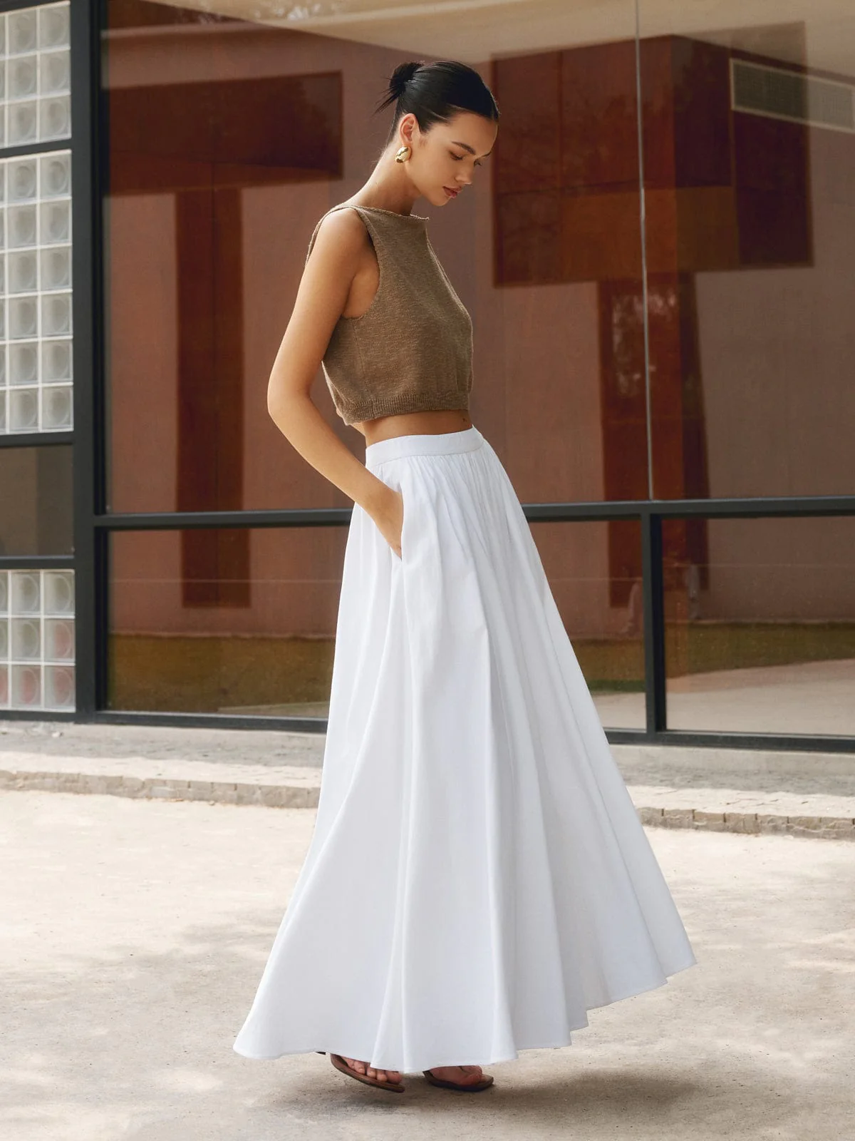 Women's Maxi Skirt, Elegant Long Full Skirt with Flowing Design, Comfortable Fit for Casual and Work Wear - Image 7