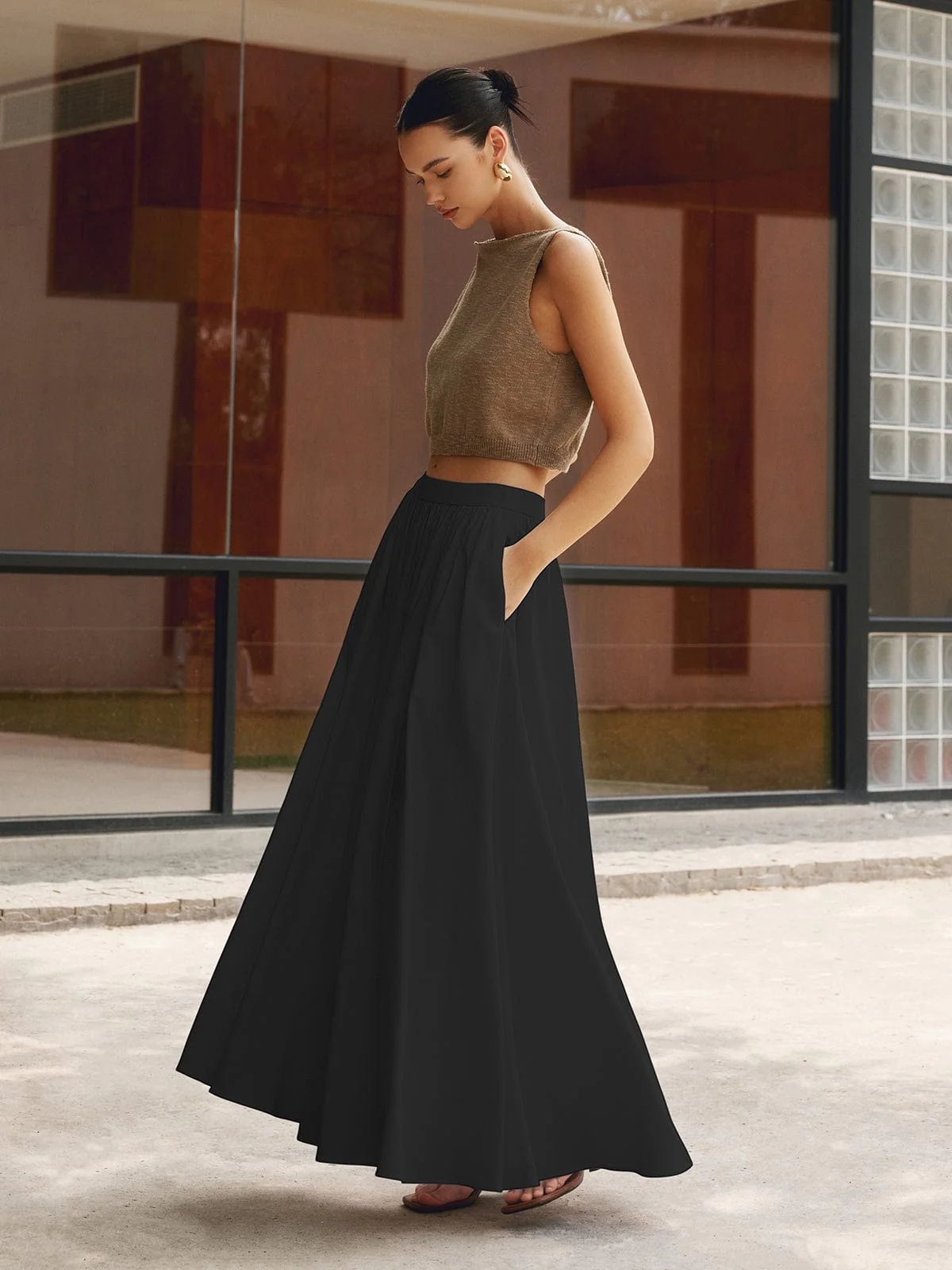 Women's Maxi Skirt, Elegant Long Full Skirt with Flowing Design, Comfortable Fit for Casual and Work Wear - Image 8