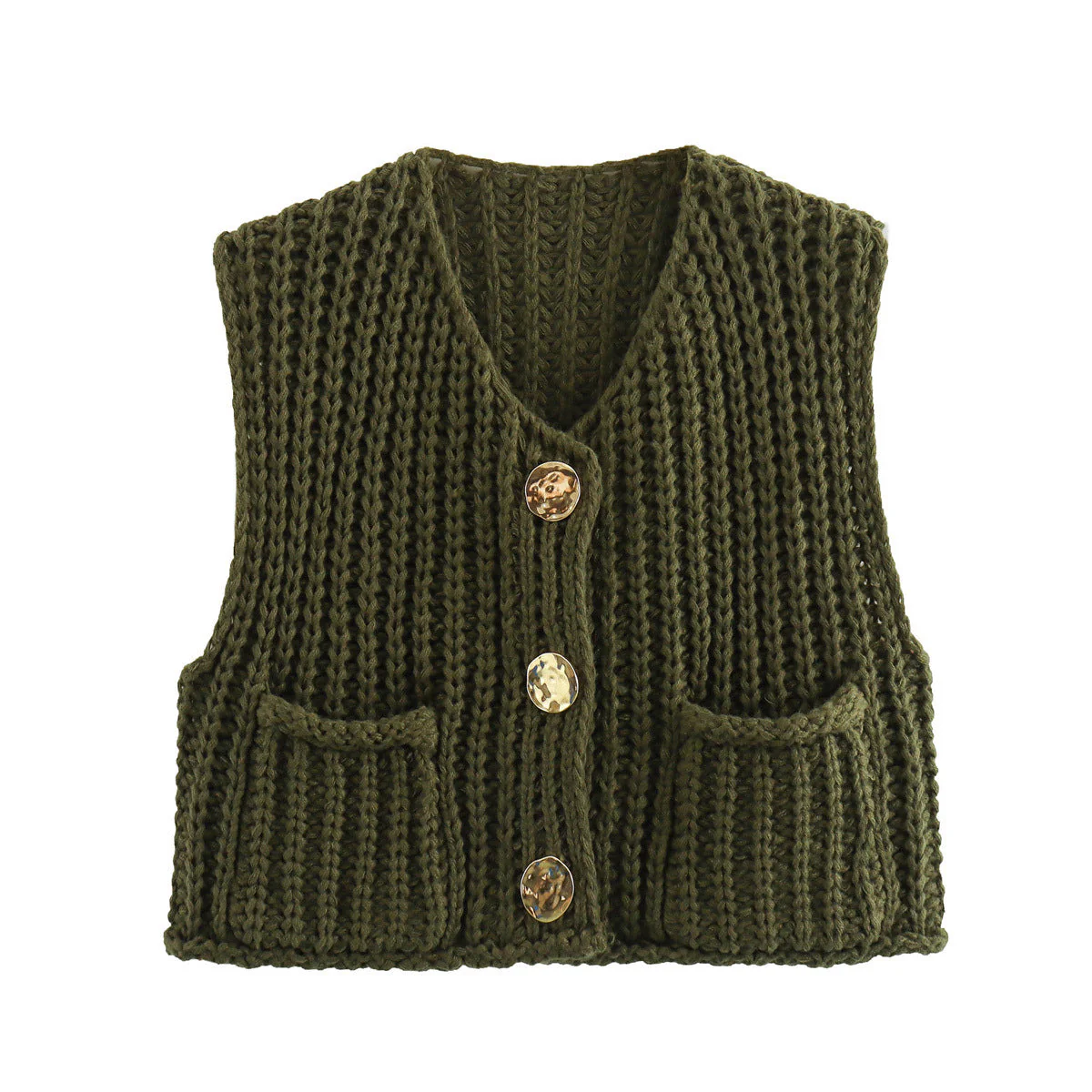 Women's Sleeveless Knitted Vest with Pockets, Comfortable Fit Sweater Vest for Casual and Formal Wear - Image 10