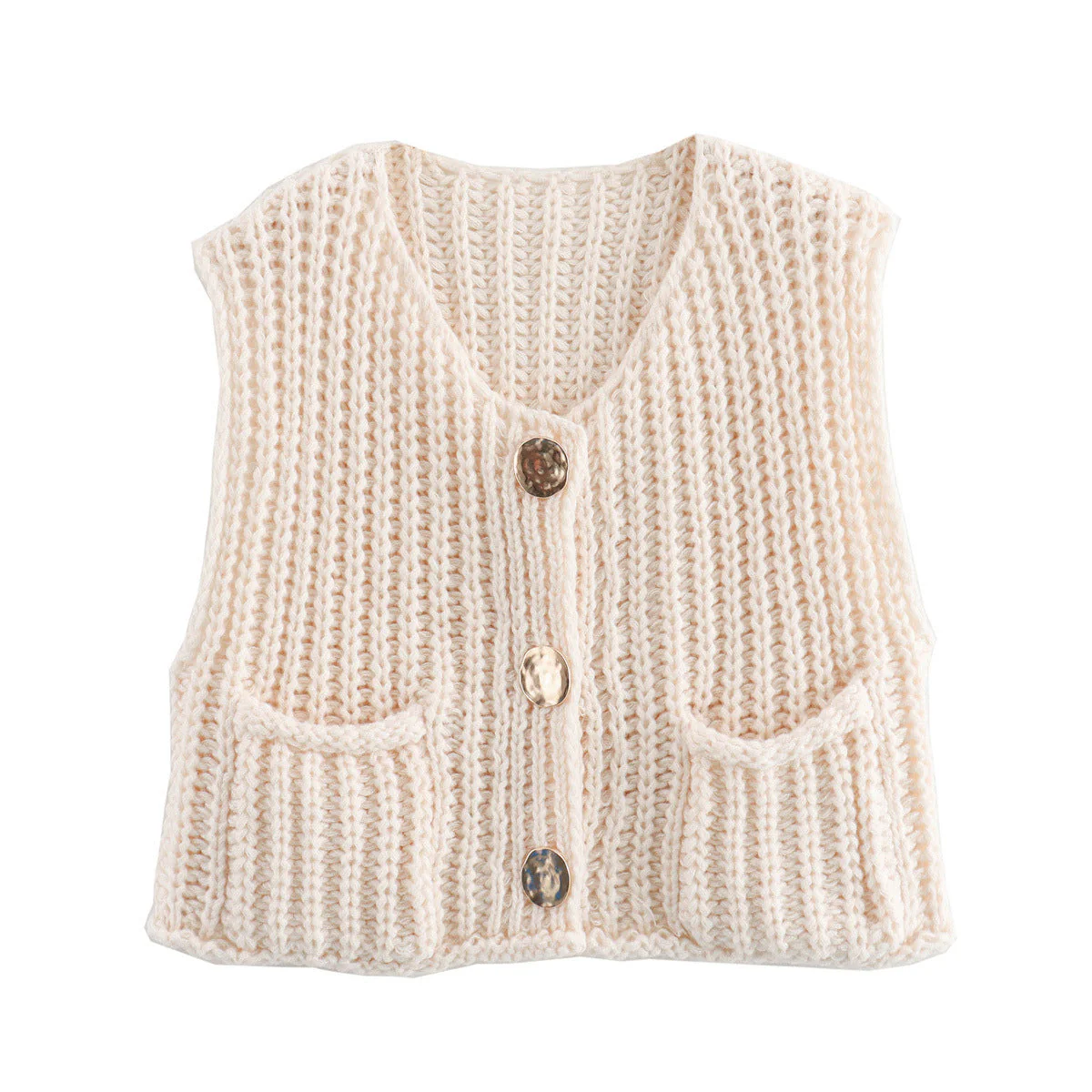 Women's Sleeveless Knitted Vest with Pockets, Comfortable Fit Sweater Vest for Casual and Formal Wear - Image 11