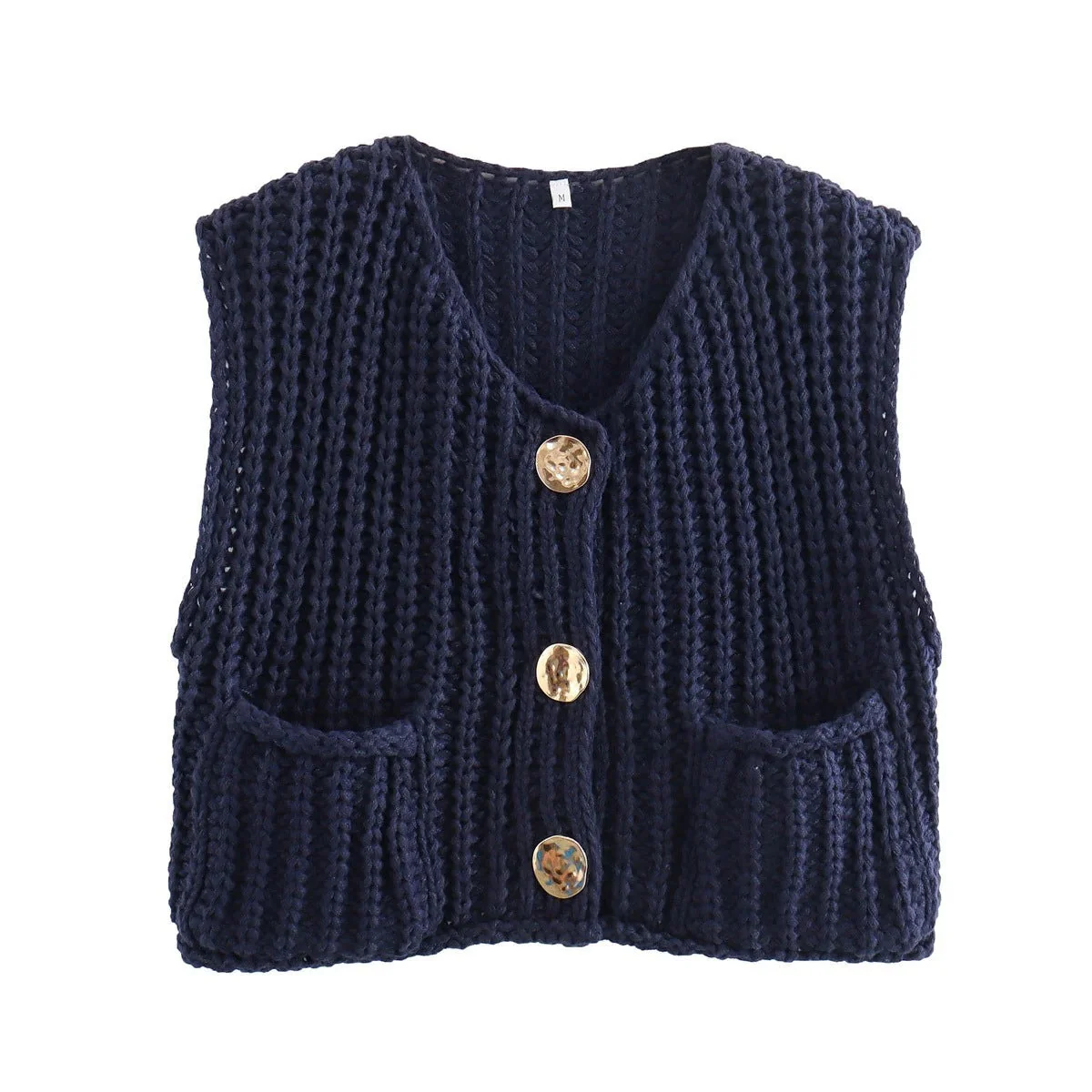 Women's Sleeveless Knitted Vest with Pockets, Comfortable Fit Sweater Vest for Casual and Formal Wear - Image 12
