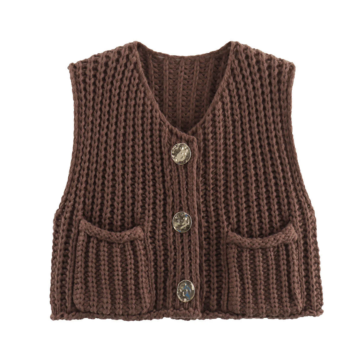 Women's Sleeveless Knitted Vest with Pockets, Comfortable Fit Sweater Vest for Casual and Formal Wear - Image 9