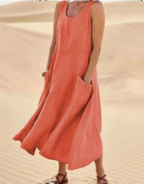 Womens Summer Dress with Pockets, Casual Knee-Length Cotton Dress for Everyday Comfort and Style - Image 11