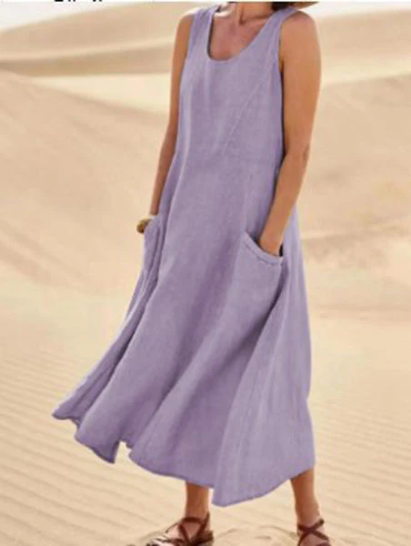 Womens Summer Dress with Pockets, Casual Knee-Length Cotton Dress for Everyday Comfort and Style - Image 13
