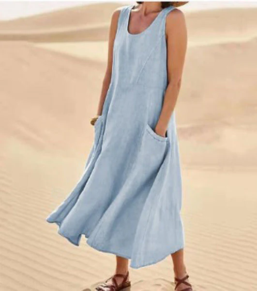 Womens Summer Dress with Pockets, Casual Knee-Length Cotton Dress for Everyday Comfort and Style - Image 14