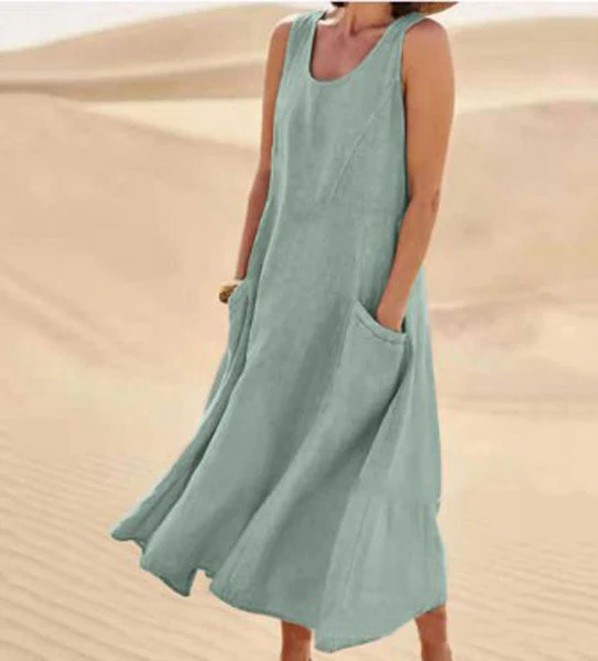 Womens Summer Dress with Pockets, Casual Knee-Length Cotton Dress for Everyday Comfort and Style - Image 16
