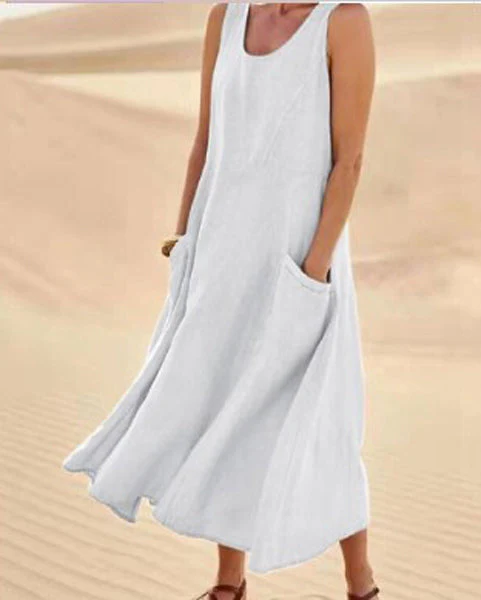 Womens Summer Dress with Pockets, Casual Knee-Length Cotton Dress for Everyday Comfort and Style - Image 4