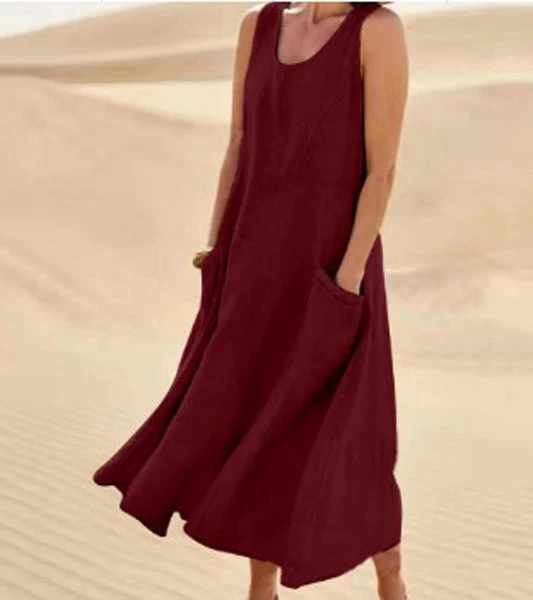 Womens Summer Dress with Pockets, Casual Knee-Length Cotton Dress for Everyday Comfort and Style - Image 6