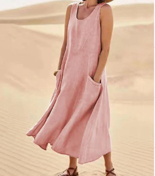 Womens Summer Dress with Pockets, Casual Knee-Length Cotton Dress for Everyday Comfort and Style - Image 9