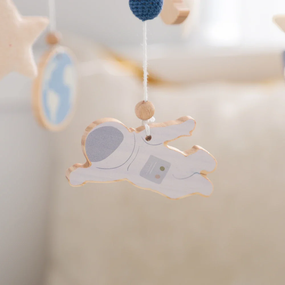 Wooden Rocket Crib Mobile Newborn Sensory Toys Soothing - Image 16
