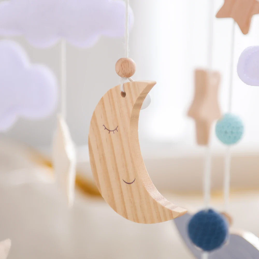 Wooden Rocket Crib Mobile Newborn Sensory Toys Soothing - Image 17