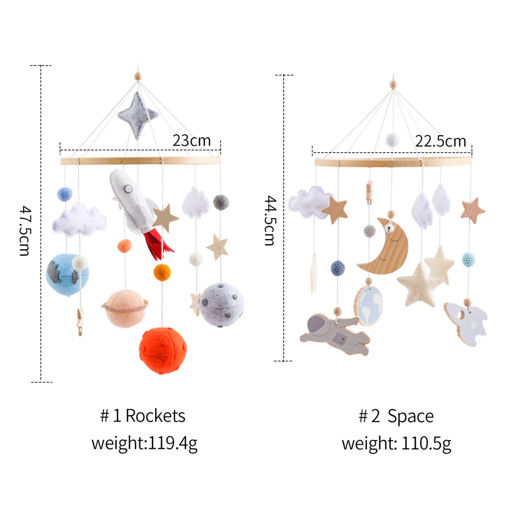 Wooden Rocket Crib Mobile Newborn Sensory Toys Soothing - Image 6