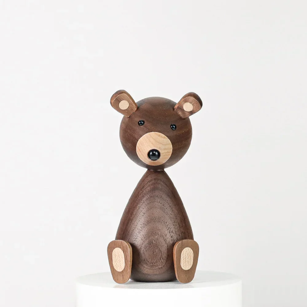 Wooden Bear Figurines Brown Nordic Decorative Sculptures Fall 2025 Cozy Shelf Mantel Accent Gift Idea - Image 9