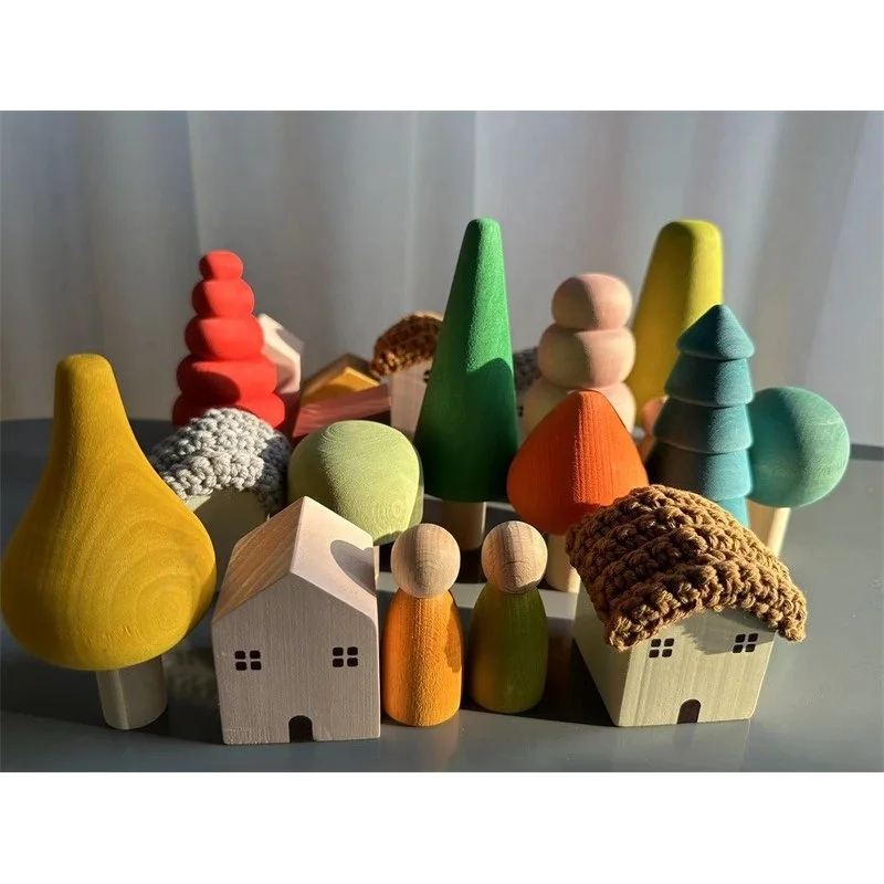 Wooden Building Blocks Pastel Nordic Stacking Play Set Fall 2025 Eco Friendly Imaginative Play Gift - Image 3