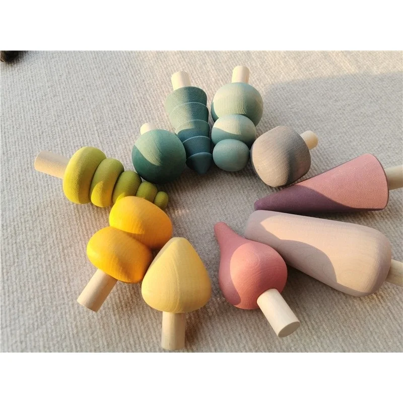 Wooden Building Blocks Pastel Nordic Stacking Play Set Fall 2025 Eco Friendly Imaginative Play Gift - Image 4