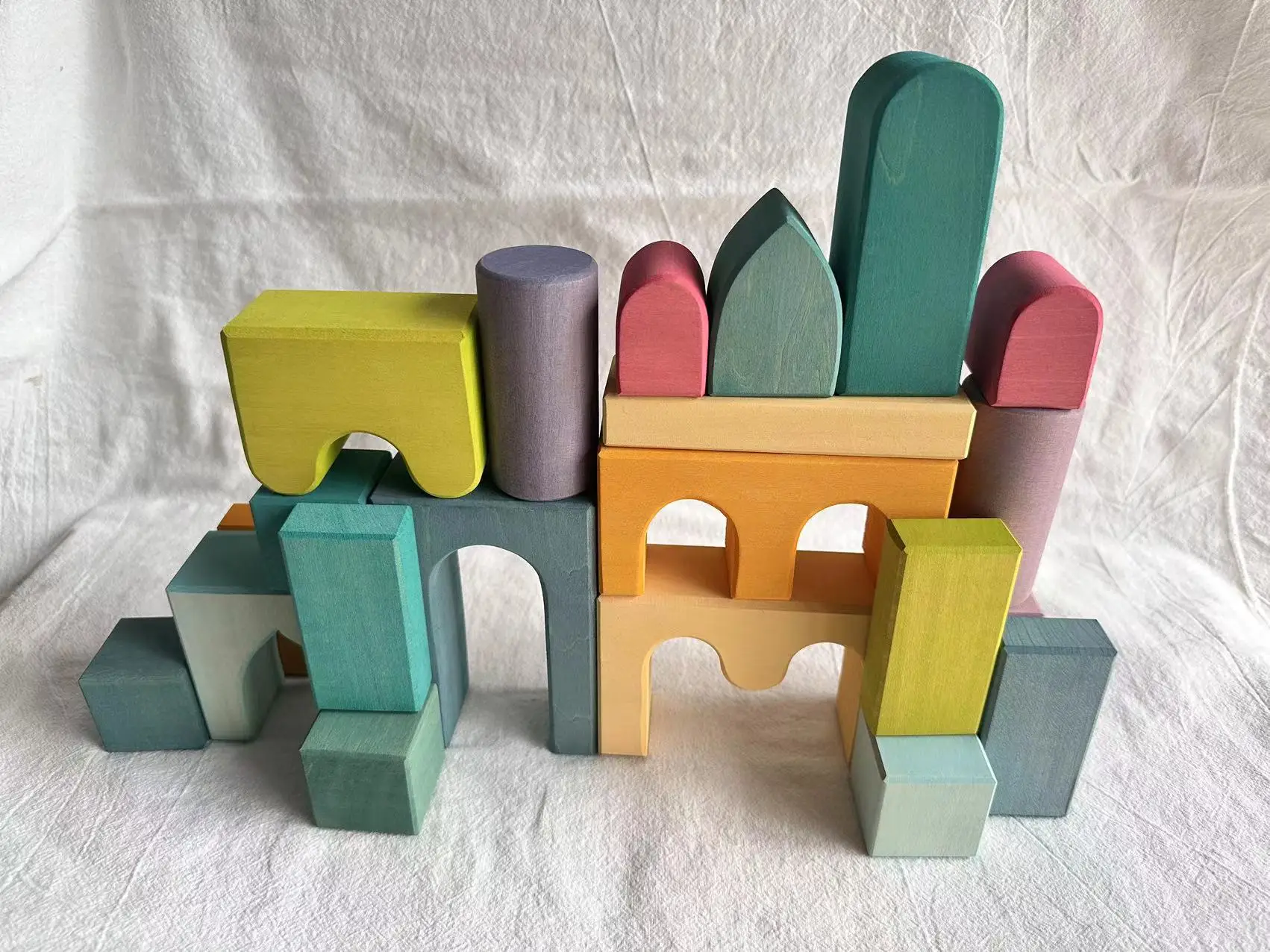 Wooden Building Blocks Pastel Nordic Stacking Play Set Fall 2025 Eco Friendly Imaginative Play Gift - Image 5