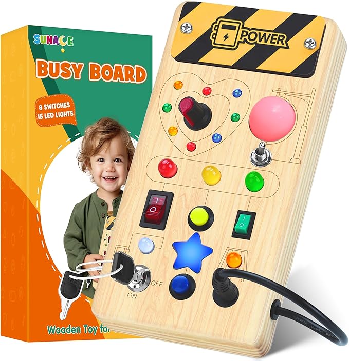 Montessori Sensory Training Board for Kids - Wooden Educational Toy with LED Lights, Early Learning Gift for Babies - Image 10