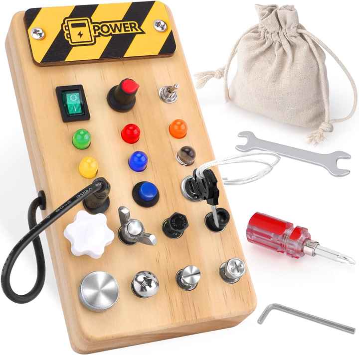 Montessori Sensory Training Board for Kids - Wooden Educational Toy with LED Lights, Early Learning Gift for Babies - Image 11