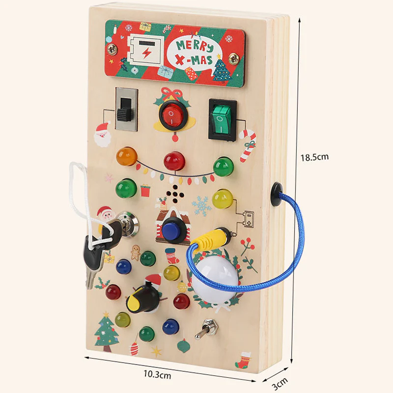 Montessori Sensory Training Board for Kids - Wooden Educational Toy with LED Lights, Early Learning Gift for Babies - Image 12