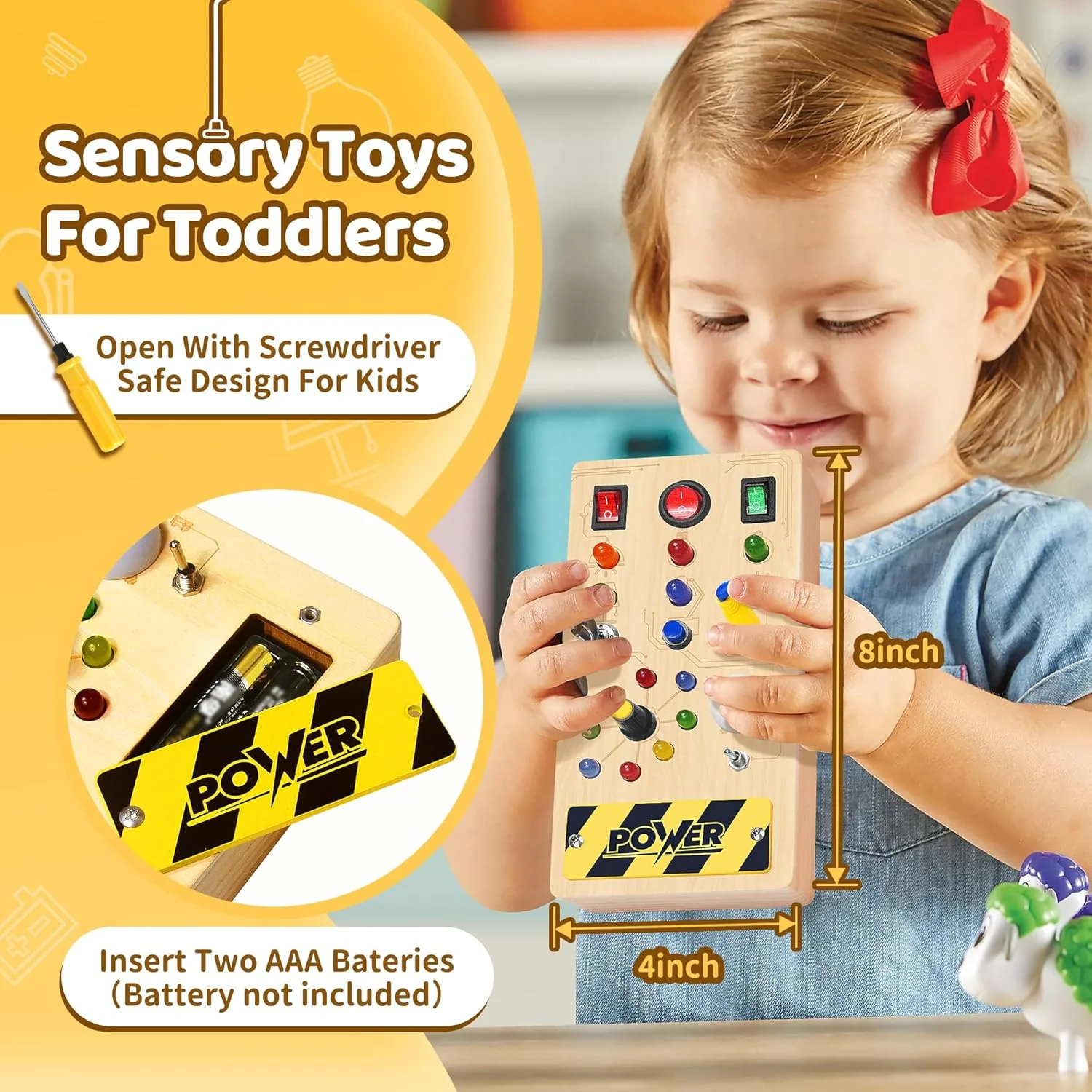 Montessori Sensory Training Board for Kids - Wooden Educational Toy with LED Lights, Early Learning Gift for Babies - Image 4