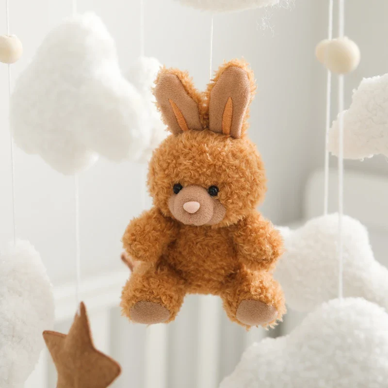 Wooden Crib Mobile Felt Bear Musical Newborn Sensory Toys - Image 15