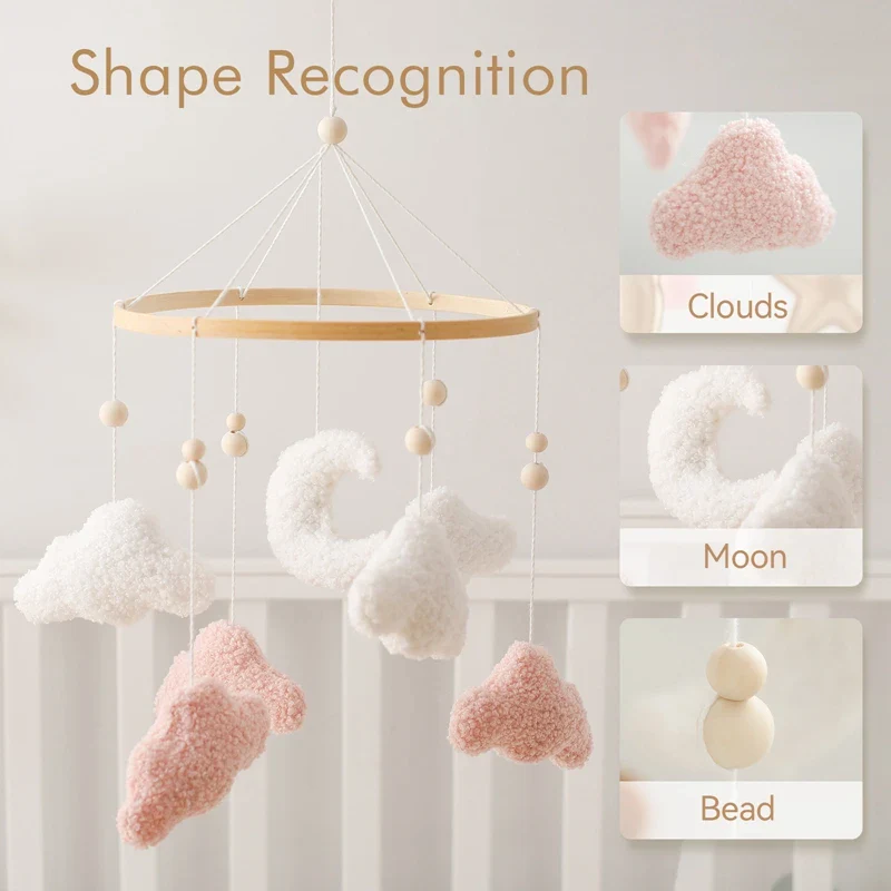 Wooden Crib Mobile Felt Bear Musical Newborn Sensory Toys - Image 26