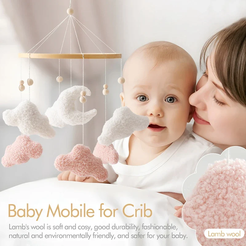 Wooden Crib Mobile Felt Bear Musical Newborn Sensory Toys - Image 28