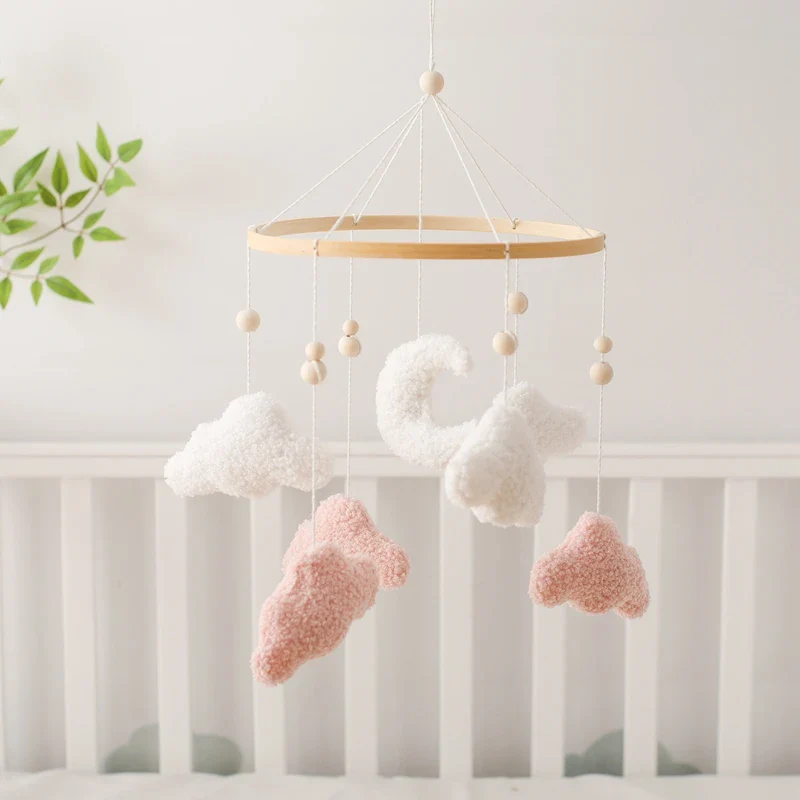 Wooden Crib Mobile Felt Bear Musical Newborn Sensory Toys - Image 32