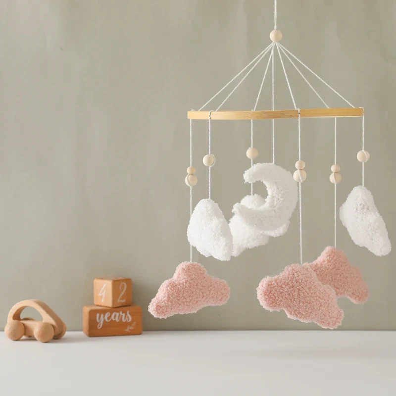 Wooden Crib Mobile Felt Bear Musical Newborn Sensory Toys - Image 40