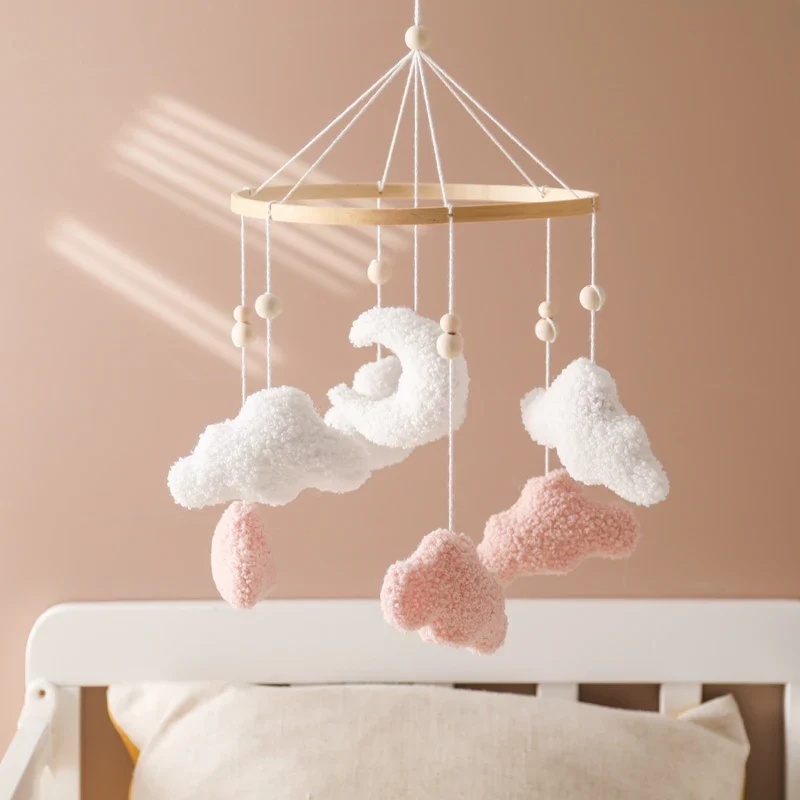 Wooden Crib Mobile Felt Bear Musical Newborn Sensory Toys - Image 43