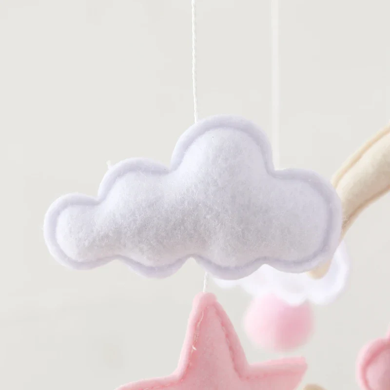 Wooden Crib Mobile Felt Bear Musical Newborn Sensory Toys - Image 48