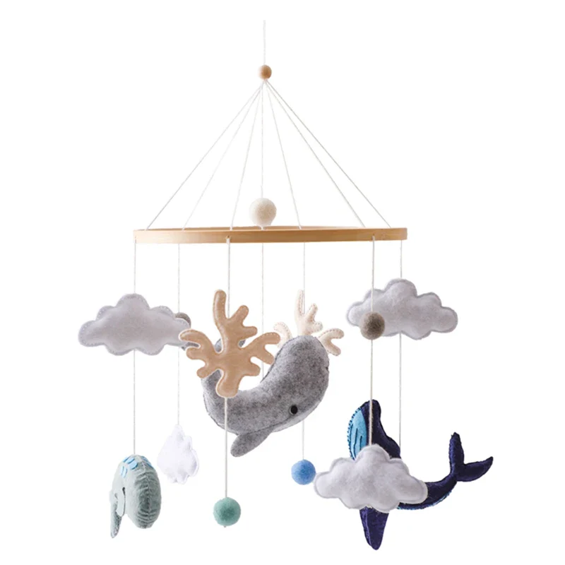 Wooden Crib Mobile Felt Bear Musical Newborn Sensory Toys - Image 60