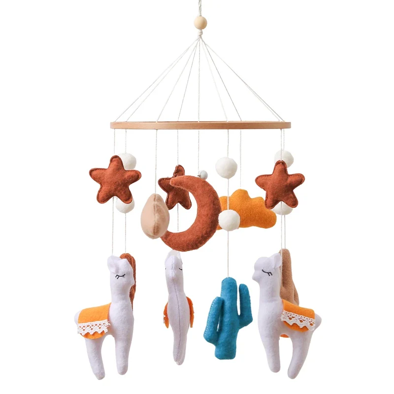 Wooden Crib Mobile Felt Bear Musical Newborn Sensory Toys - Image 66