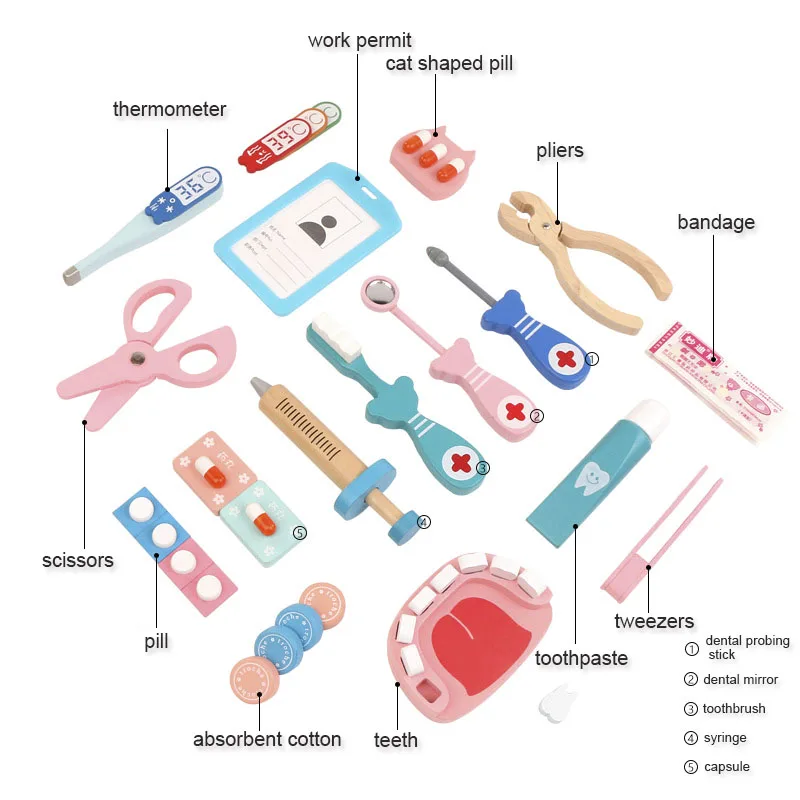 Wooden Doctor Playset - Educational Medical Toy for Kids, Imaginative Role-Playing Fun - Image 4