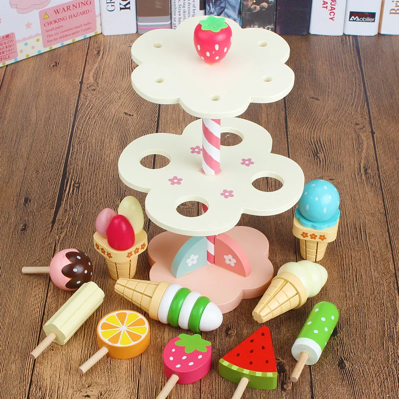 Wooden Ice Cream Play Rack for Kids - Educational Toy for Imaginative Role-Play and Family Fun - Image 4