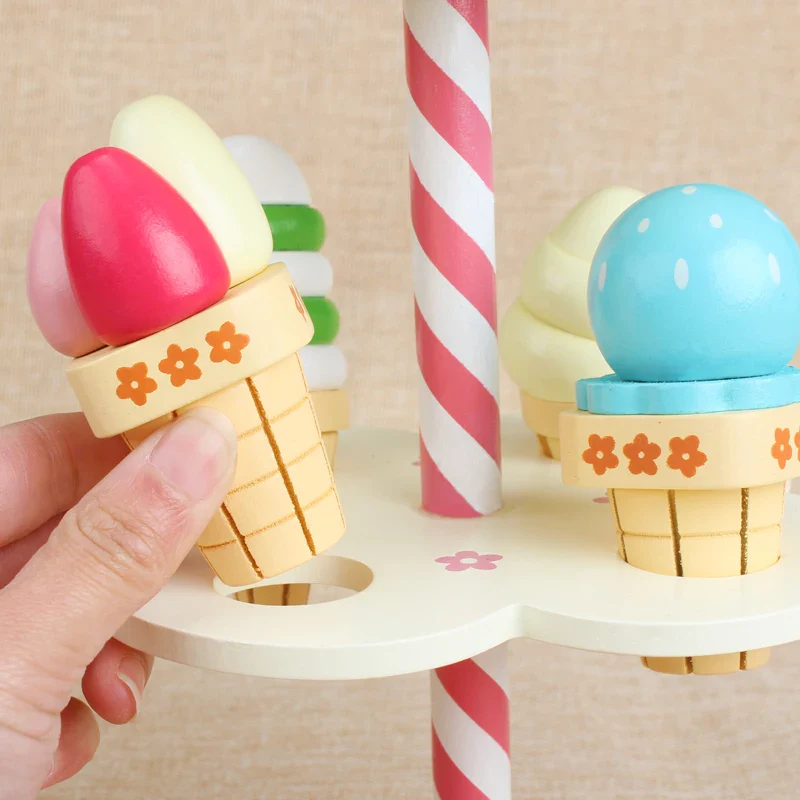 Wooden Ice Cream Play Rack for Kids - Educational Toy for Imaginative Role-Play and Family Fun - Image 5