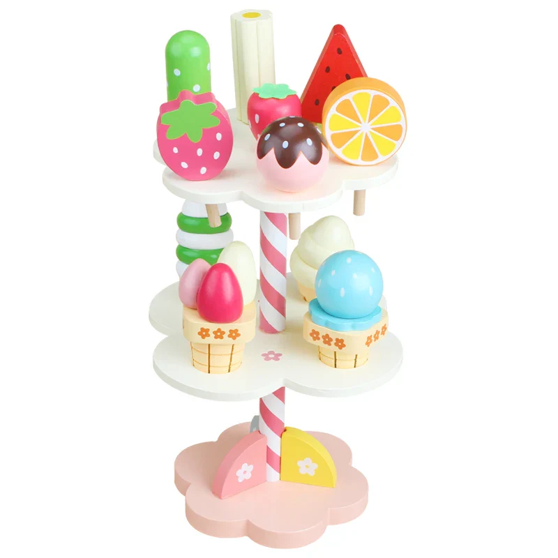 Wooden Ice Cream Play Rack for Kids - Educational Toy for Imaginative Role-Play and Family Fun - Image 6