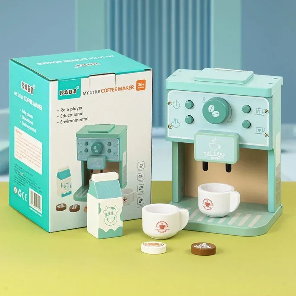 Wooden Kids Coffee & Cookie Maker Toy Set - Educational Pretend Play Kitchen Gift for Boys & Girls - Image 2