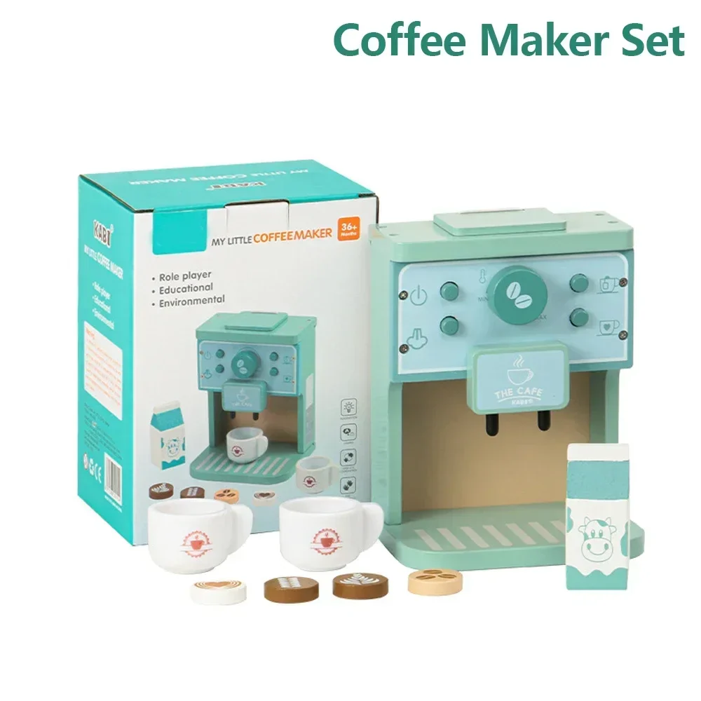 Wooden Kids Coffee & Cookie Maker Toy Set - Educational Pretend Play Kitchen Gift for Boys & Girls - Image 7